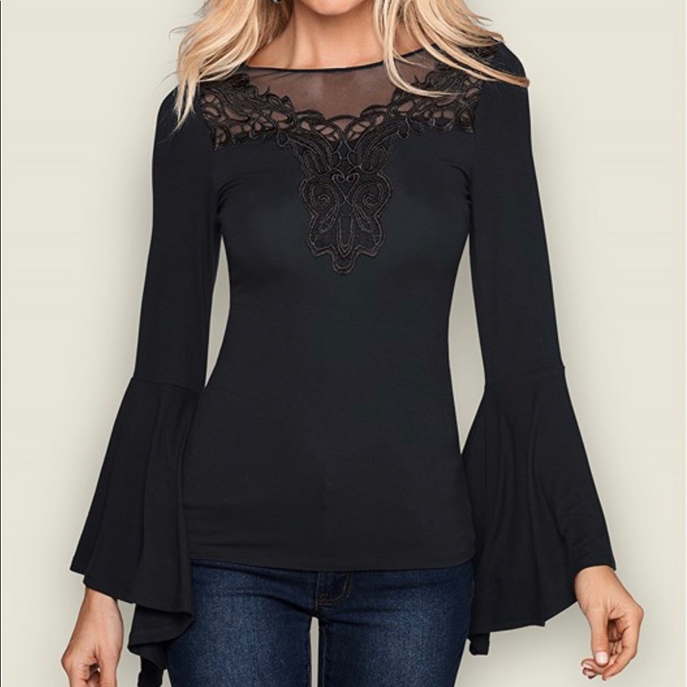 Embroidered Bell Sleeve Top
